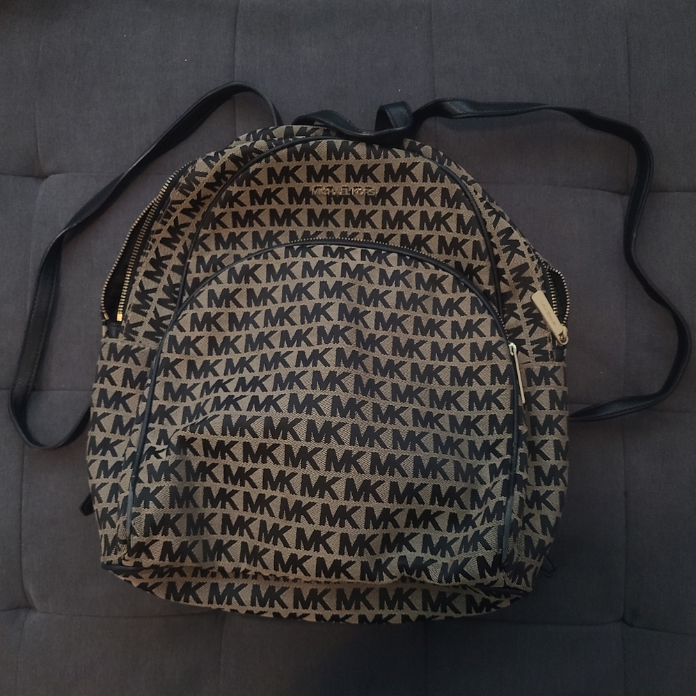Michael Kors Black and Gold/Beige Backpack
